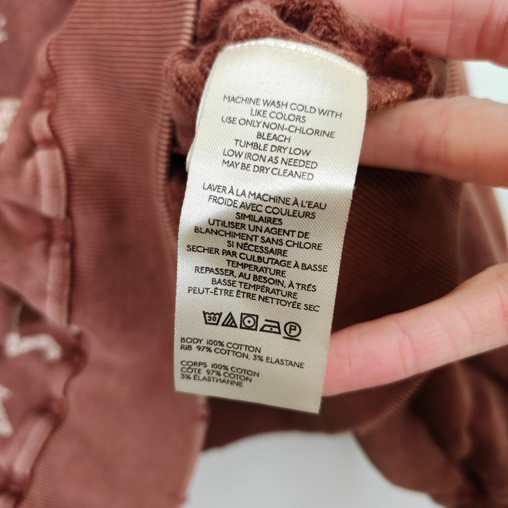 Free People Gaia Sweatshirt Womens XS Brown Horse Graphic Cropped Boho Western - Picture 5 of 9